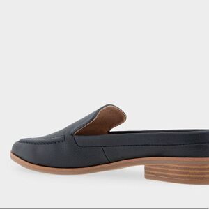 AEROSOLES Comfortable Backless Slip On Loafer‎ in Black Faux Leather Size 8W NWT